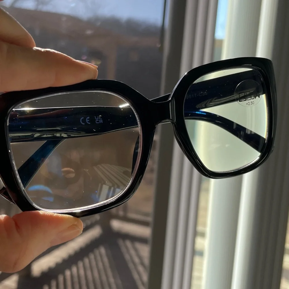 NEW 2.5 black frame readers blue light lens OVERSIZED soft bridge spring wbag